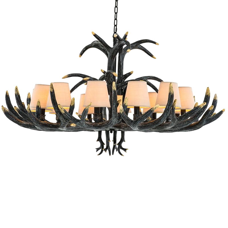 Люстра Eichholtz Chandelier Horn XL Черный Кремовый в Красноярске | Loft Concept 