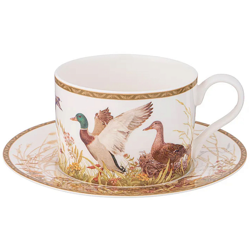 Чайная пара из фарфора с изображением собаки и уток 300 мл Hunting Porcelain Collection Белый Коричневый Мульти Чайная пара из фарфора с изображением собаки и уток 300 мл Hunting Porcelain Collection Белый Коричневый Мульти в Красноярске | Loft Concept