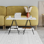 Стол журнальный с белой прямоугольной столешницей и полкой ESSEL WHITE варинант исполнения - 1 | Loft Concept в Красноярске