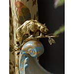 Чаша голубого цвета с оранментом и и бронзовыми фигурами леопардов Eden Garden варинант исполнения - 7 | Loft Concept в Красноярске