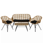 Журнальный столик с столешницей из ротанга и стекла Wicker Tabletop Under Glass варинант исполнения - 3 | Loft Concept в Красноярске