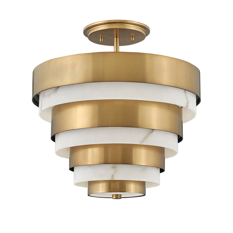 Потолочный светильник многоярусный с чередованием латунных и белых колец Hinkley  Латунь Белый в Красноярске | Loft Concept 