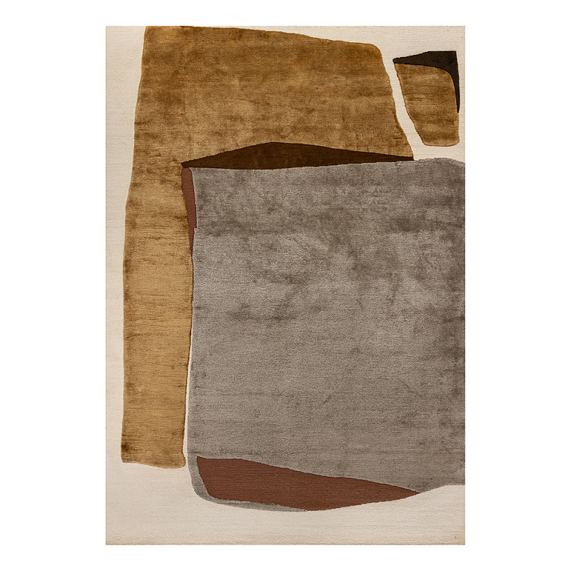 Ковер шелк Manhattan Wool Silk Carpet VII Серый Бежевый Коричневый Горчичный в Красноярске | Loft Concept 