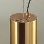 Подвесной светильник цилиндрической формы с плафоном из алебастра и металлическими торцами Латунь 60 см Cryptocrystalline Stone варинант исполнения - 5 | Loft Concept в Красноярске