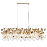 Люстра линейная с подвесками в форме монеток и золотистыми круглыми элементами из металла в виде лепестков FAIRYTREE Light варинант исполнения - 3 | Loft Concept в Красноярске