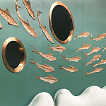 Обои с вышивкой ручной работы Deco Fish Original colourway варинант исполнения - 3 | Loft Concept в Красноярске