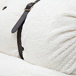 Двухместный диван без подлокотников белый с обивкой букле и ремешками из кожи Blaise Boucle Sofa варинант исполнения - 5 | Loft Concept в Красноярске