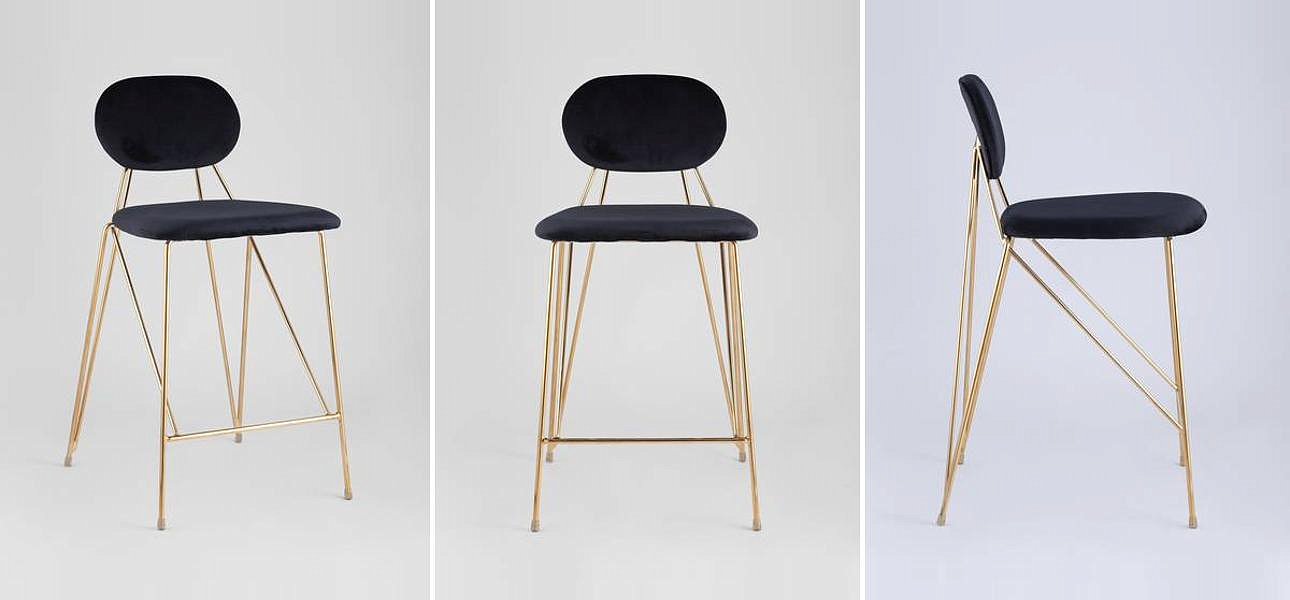 Полубарный Стул Alice Chair Черный Велюр Полубарный Стул Alice Chair Черный Велюр - Loft-Concept в Красноярске