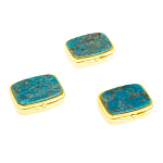 Таблетница карманная прямоугольная с 2-мя отделениями с зеркалом и накладкой из натурального камня Апатит Голубой Gold Stone Pillboxes варинант исполнения - 4 | Loft Concept в Красноярске