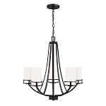 Люстра в цвете темная бронза с 5-ю белыми цилиндрическими плафонами Generation Lighting варинант исполнения - 2 | Loft Concept в Красноярске