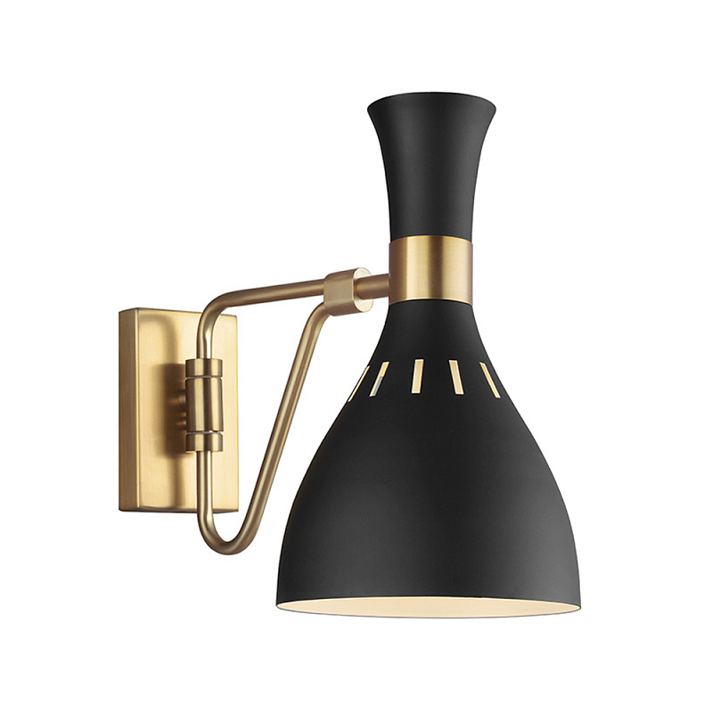 Бра с плафоном в форме песочных часов с узкими перфорированными отверстиями Feiss Черный Белый Латунь в Красноярске | Loft Concept 