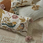 Чехол на подушку с кисточками и вышивкой птиц Ethnic mix Birds Rect варинант исполнения - 6 | Loft Concept в Красноярске