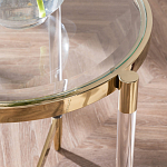 Золотой приставной столик с круглой стеклянной столешницей Weightless Table варинант исполнения - 7 | Loft Concept в Красноярске