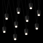 Подвесной светильник черными плафонами на длинных пересекающихся тросах Construction варинант исполнения - 10 | Loft Concept в Красноярске