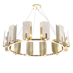 Люстра подвесная круглая с прямоугольными мраморными и золотистыми панелями на металлическом каркасе Диаметр 118 см Marble square Chandelier варинант исполнения - 3 | Loft Concept в Красноярске