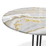 Стол журнальный с круглой столешницей из стекла Gray and Gold Marble варинант исполнения - 3 | Loft Concept в Красноярске