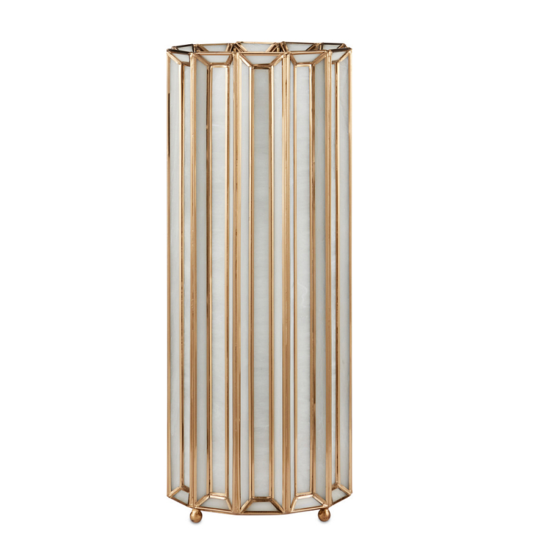 Настольная лампа в форме цилиндра фактурная Soft Glow Lamps Молочный Латунь в Красноярске | Loft Concept 