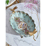 Чаша из голубого фарфора на бронзовых ножках с рисунком цветов и фигурками стрекоз Blue Garden варинант исполнения - 4 | Loft Concept в Красноярске