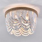 Круглый потолочный светильник с подвесками в виде круглых белых бусин White Beads Ceiling Lamp варинант исполнения - 2 | Loft Concept в Красноярске