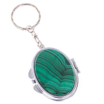 Зеркало брелок карманное двухстороннее из натурального камня Малахит Stone Mirrors варинант исполнения - 1 | Loft Concept в Красноярске