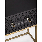 Приставной столик с резным узором на выдвижном ящике Black Table Carved Pattern варинант исполнения - 2 | Loft Concept в Красноярске