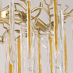 Люстра подвесная золотого цвета с разветвленными ветвями и прозрачными стеклянными подвесками Droplet Chandelier варинант исполнения - 4 | Loft Concept в Красноярске