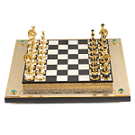 Шахматы из бронзы и натуральных камней Долерит и Мрамор с гравировкой Decorative Thematic Chess варинант исполнения - 1 | Loft Concept в Красноярске