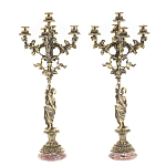 Подсвечники из бронзы на 10 свечей на подставке из камня креноид Stone Candlestick варинант исполнения - 1 | Loft Concept в Красноярске