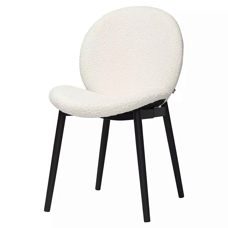 Стул мягкий с буклированной обивкой Chair with Boucle Upholstery Молочный Светло-серый в Красноярске | Loft Concept 