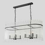 Люстра подвесная овальная со стеклянными прозрачными трубками и металлическим каркасом черного цвета Nembus варинант исполнения - 2 | Loft Concept в Красноярске