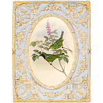 Декоративный постер с изображением птиц в раме с рельефным растительным узором Blooming Birds Poster варинант исполнения - 6 | Loft Concept в Красноярске