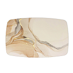 Обеденный стол с прямоугольной бежевой столешницей из стекла на 4-х деревянных ножках Beige Marble варинант исполнения - 2 | Loft Concept в Красноярске