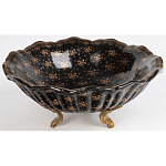 Блюдо черного цвета из фрафора на бронзовых ножках Eden Garden porcelain and bronze варинант исполнения - 1 | Loft Concept в Красноярске