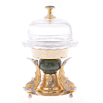 Икорница с декором "Три рыбки" с гравировкой и натуральным камнем Нефрит Decorative Cavair Dishes варинант исполнения - 7 | Loft Concept в Красноярске