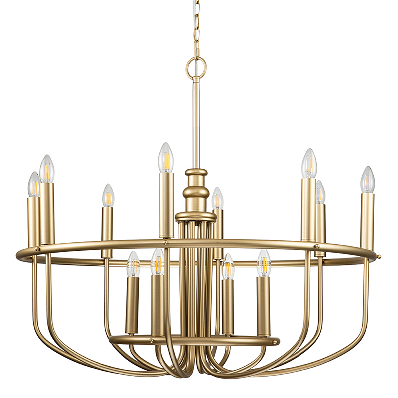  Люстра круглая двухъярусная цвета латунь с 12-ю лампами Kichler Латунь в Красноярске | Loft Concept 