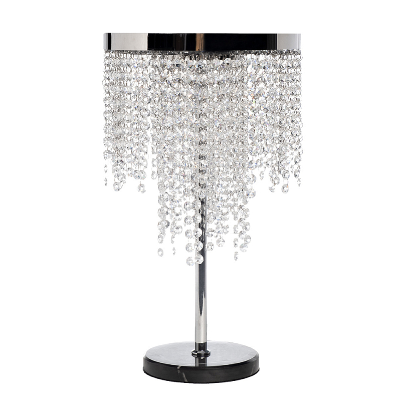 Лампа настольная Хром с каскадом сияющих кристаллов Shining Waterfall Хром Прозрачный в Красноярске | Loft Concept 