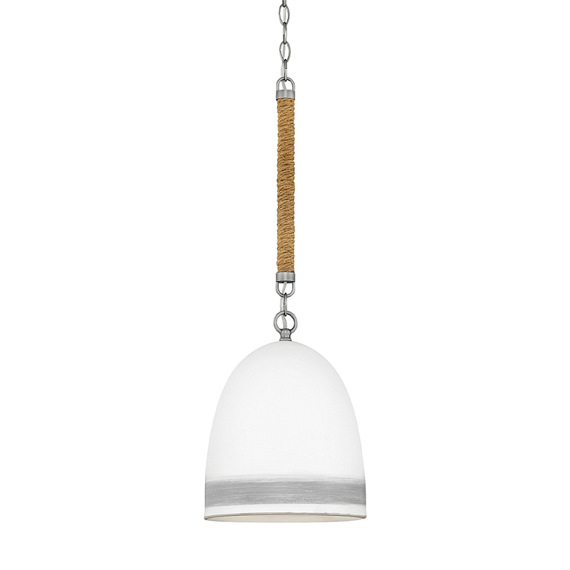 Подвесной светильник белый колоколообразный с декоративной обмоткой из веревки Hinkley Никель Белый Бежевый в Красноярске | Loft Concept 