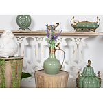 Кувшин зеленого цвета из фарфора с бронзовой крышкой и изогнутой ручкой Eden Garden porcelain and bronze варинант исполнения - 4 | Loft Concept в Красноярске