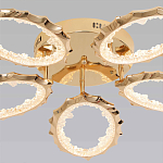 Потолочная люстра с 5-ю светодиодными лампами с золотистым каркасом Ring of Fire варинант исполнения - 2 | Loft Concept в Красноярске