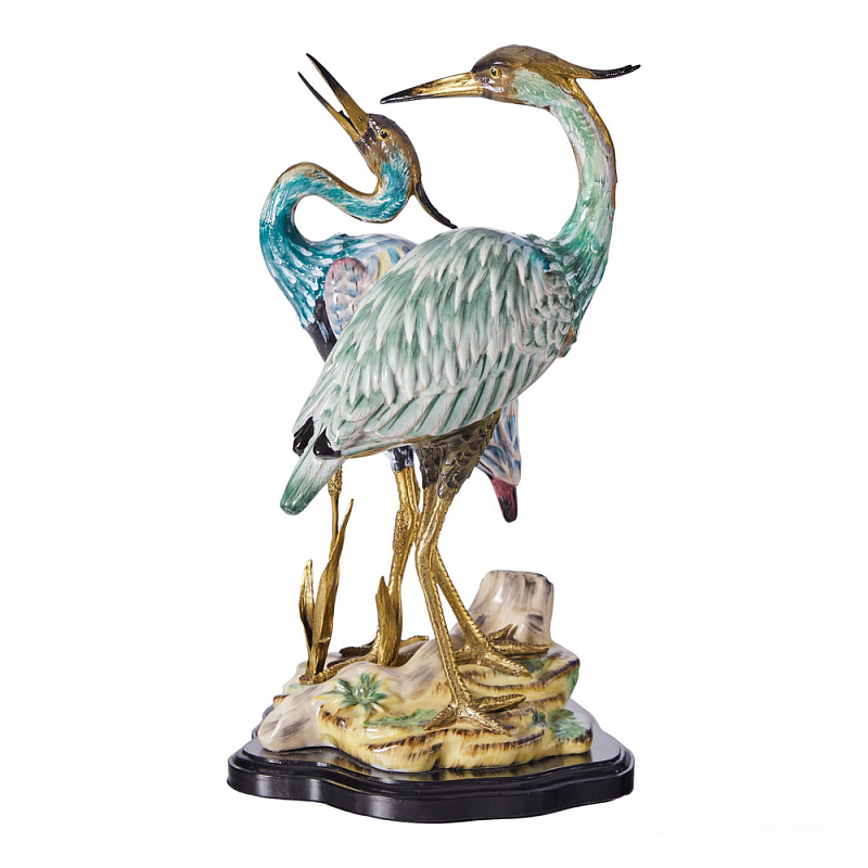 Статуэтка в виде двух птиц из фарфора с бронзовыми элементами Bird of the Garden of Eden Мульти Бронза в Красноярске | Loft Concept 