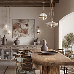 Бра со стеклянным плафоном конусообразной формы и декоративной вставкой из джута Tectona  варинант исполнения - 4 | Loft Concept в Красноярске