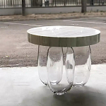 Дизайнерский журнальный стол на 3-х овальных прозрачных ножках Tukutic варинант исполнения - 2 | Loft Concept в Красноярске