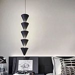 Подвесной светильник светодиодный в виде ряда черных металлических конусов  Herringbone варинант исполнения - 5 | Loft Concept в Красноярске