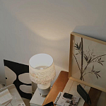 Настольная лампа с принтом на белом тканевом абажуре Roof Garden Lamp варинант исполнения - 7 | Loft Concept в Красноярске