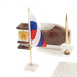 Настольный письменный набор из мрамора и лемезита с гербом и флагом России Marble Accessory варинант исполнения - 3 | Loft Concept в Красноярске