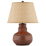 Настольная лампа темно-коричневая с тканевым абажуром в форме конуса Сhieftain варинант исполнения - 3 | Loft Concept в Красноярске