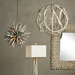 Настольная лампа с каркасом в виде веток деревьев с абажуром из ткани Natural Driftwood варинант исполнения - 4 | Loft Concept в Красноярске