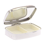 Таблетница карманная прямоугольная на 2 отделения с зеркалом и накладкой из натурального камня Лазурит Silver Stone Pillboxes варинант исполнения - 3 | Loft Concept в Красноярске