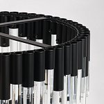 Люстра круглая из матового черного металла с подвесками из прозрачных стеклянных трубок Noir Tubes варинант исполнения - 9 | Loft Concept в Красноярске