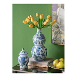 Ваза фигурная с сине-зелеными узорами распустившихся цветов Blossoming Spring варинант исполнения - 4 | Loft Concept в Красноярске